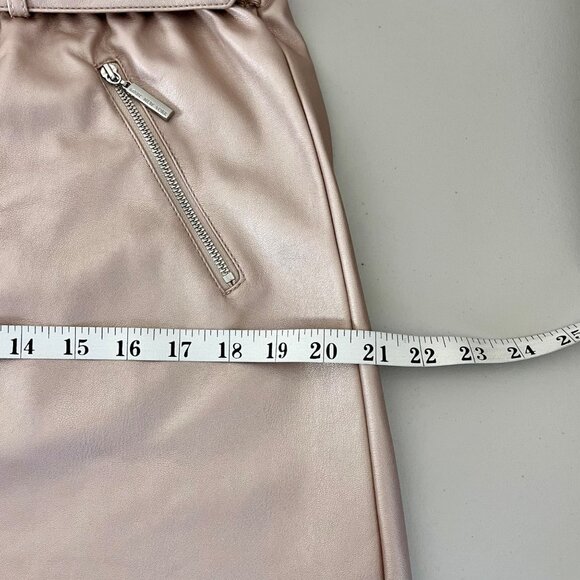 Marc New York Size M Light Pink Metallic Faux Leather Skirt Belt Zippers NWT - Picture 12 of 13